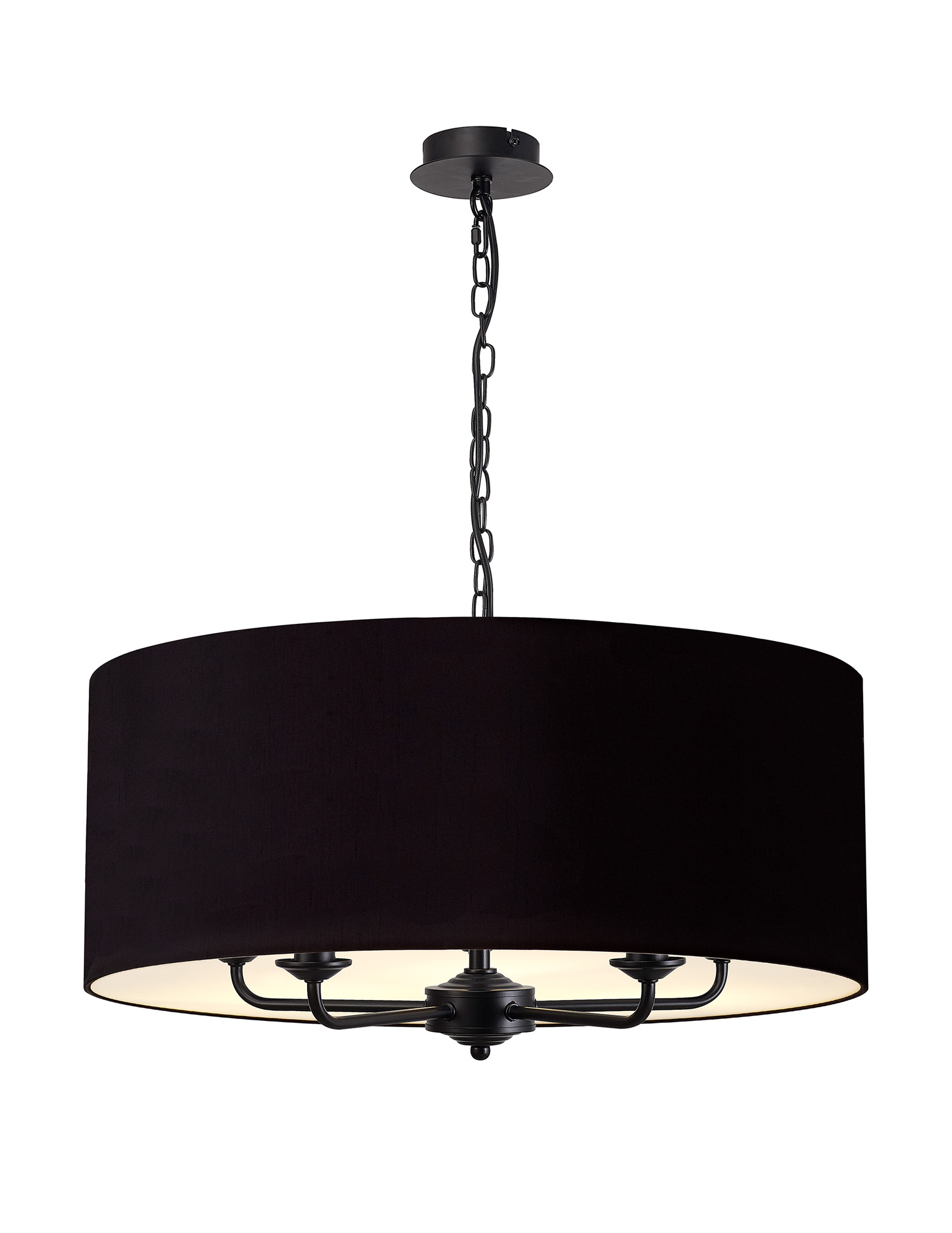 DK1045  Banyan 60cm 5 Light Pendant Matt Black, Midnight Black